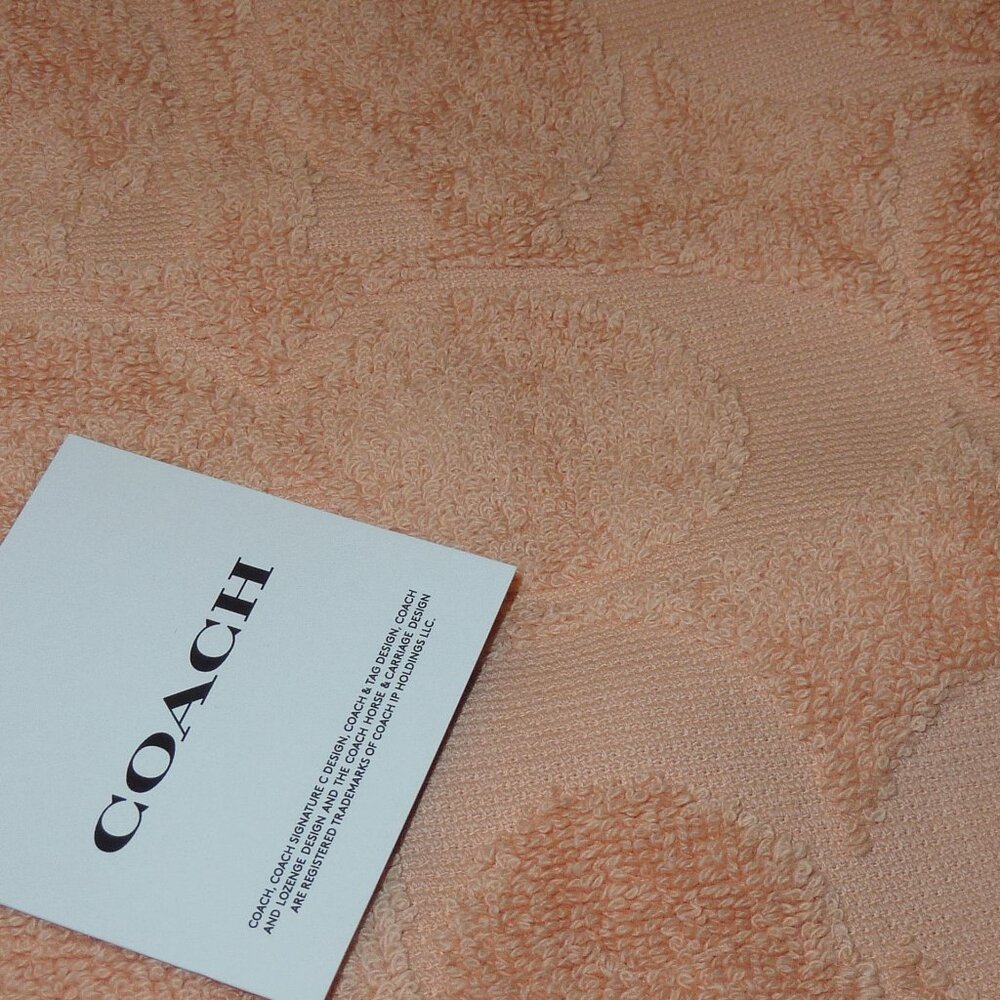 NWT Authentic Coach CV318 XL Signature Cotton Beach Bath Towel Turquoise Unisex - Picture 7 of 7